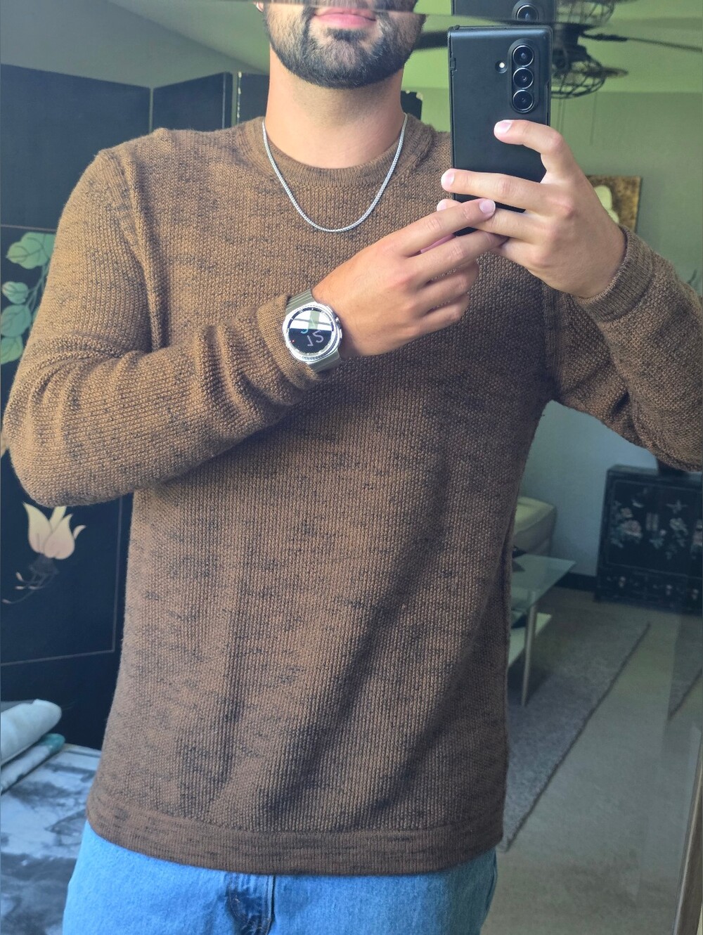 lululemon athletica Men's Cascade Coast Copper Brown Crewneck Knit Wool Sweater